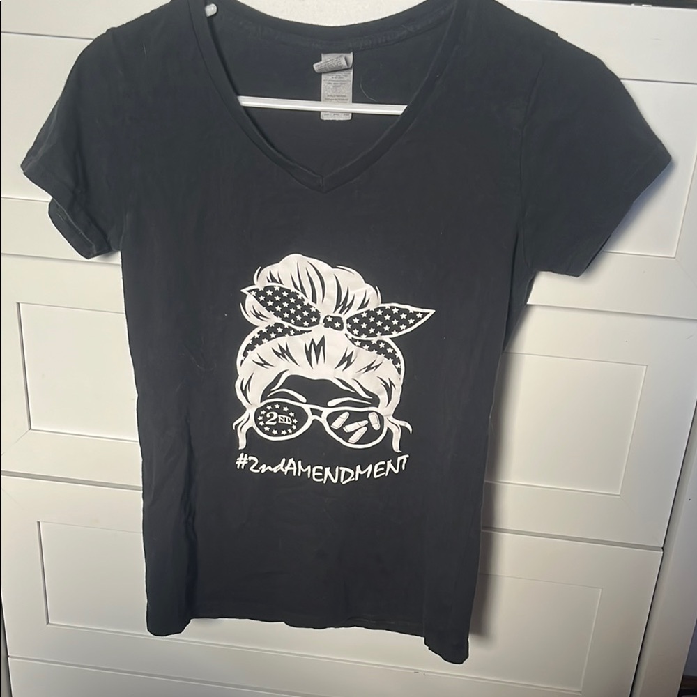Black Graphic V-Neck T-Shirt